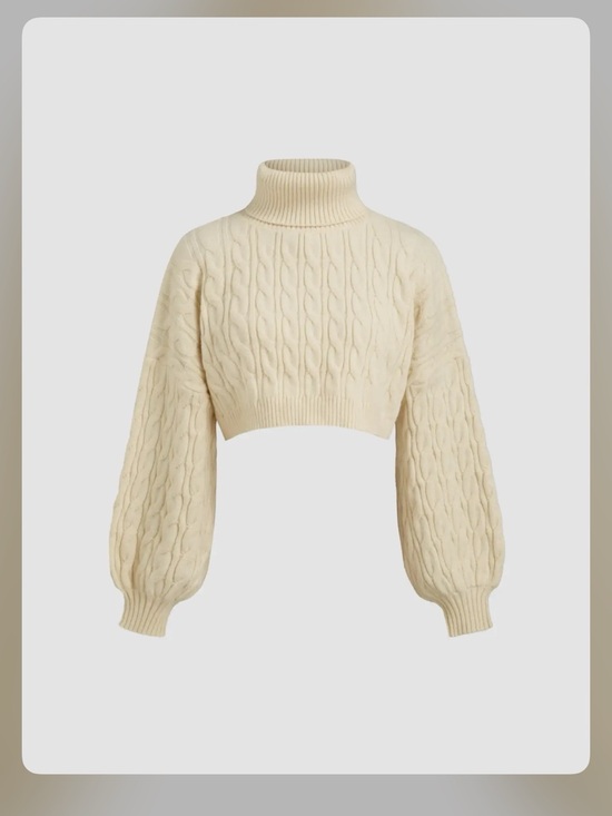 Cider Tops - Cider CABLE KNIT TURTLENECK SOLID LONG SLEEVE CROP TOP XL BPANTS-6